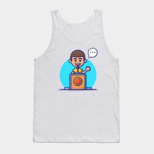 Cute People Talking On Pulpit Cartoon Vector Icon Illustration Tank Top